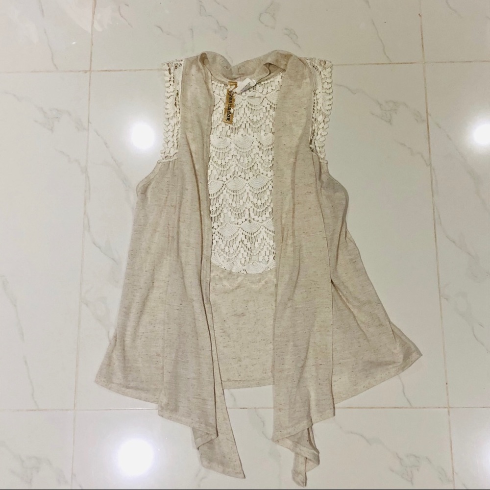 Beige Crochet Lace Cardigan